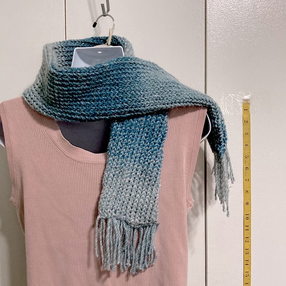 Teal Ombre Child  Super Soft Double Thick Fringed Scarf 46 x 4 inches - Picture 9 of 12